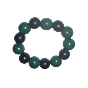 3 FOR $20 HANDCRAFTED Green and Black Chunky Wooden Boho Beaded Stretch Bracelet